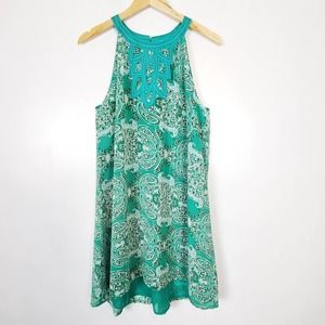 Umgee halter dress green paisley pattern